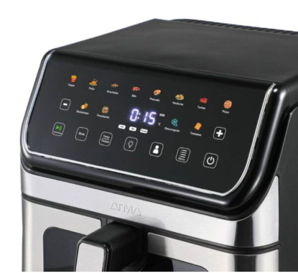 Freidora de Aire Atma FR258AIP – 8 L, 2000 W, Acero Inoxidable, Pantalla Táctil, 12 Funciones