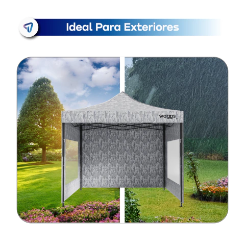 Gazebo Waggs 3x3 mts camuflado gris con paredes