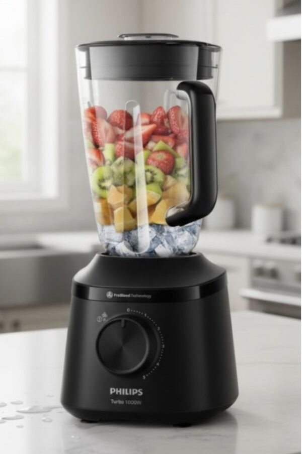 Licuadora Philips negra 1000W jarra de vidrio 3L Turbo Blender