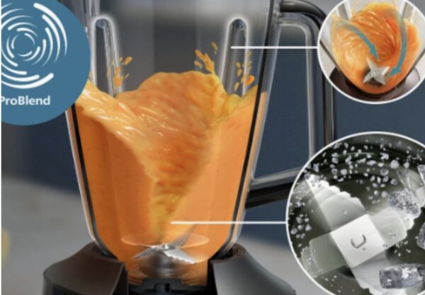 Licuadora Philips negra 1000W jarra de vidrio 3L Turbo Blender