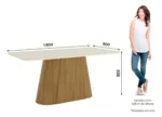 Mesa Olivia 1.80x0.90 C/Vidrio Nature/Off White Esq Red