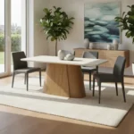 Mesa Olivia 1.80x0.90 C/Vidrio Nature/Off White Esq Red
