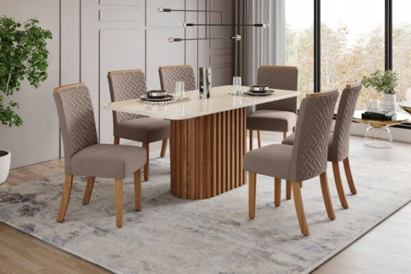 Mesa Solana 1.80x0.90 C/Vidrio Nature/Off White