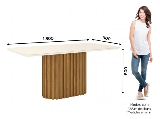 Mesa Solana 1.80x0.90 C/Vidrio Nature/Off White