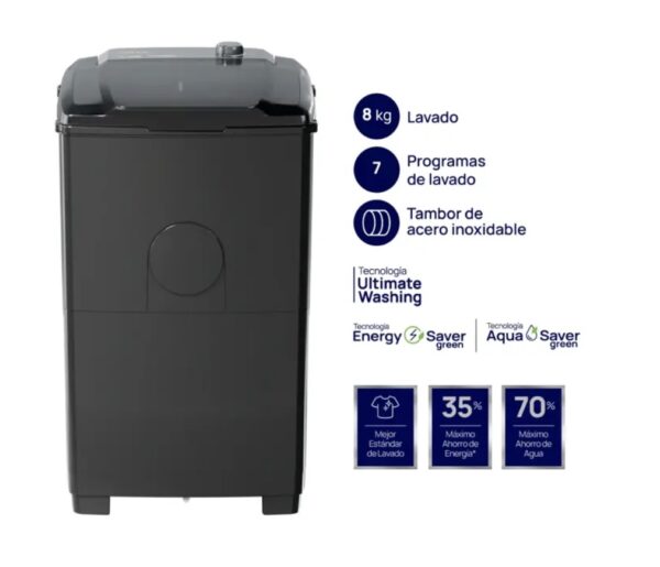 Lavarropa Drean 8 Kg Gris Semiautomático