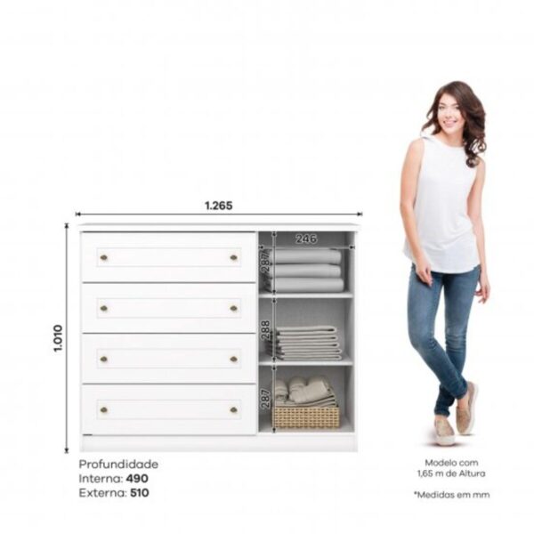 Cómoda Americano 1pta 4 Caj. Bco