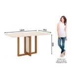Mesa Natali 1.60x0.90 Recto C/Vidrio Nature/Off White
