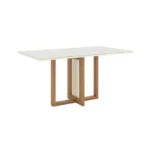 Mesa Natali 1.60x0.90 Recto C/Vidrio Nature/Off White