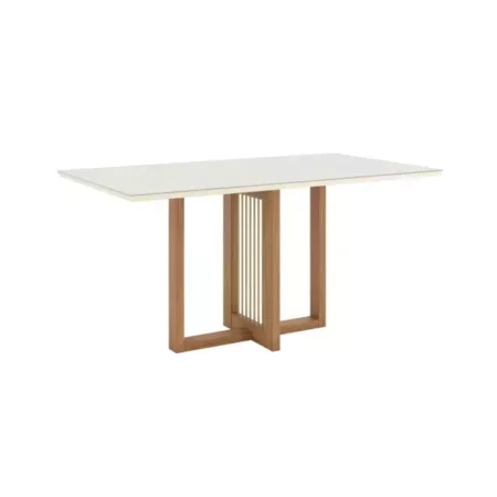 Mesa Natali 1.60x0.90 Recto C/Vidrio Nature/Off White