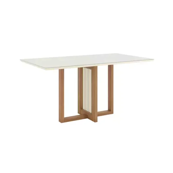 Mesa Natali 1.60x0.90 Recto C/Vidrio Nature/Off White
