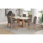 Mesa Lins 1.60x0.90 Recto C/Vidrio Nature/Off White