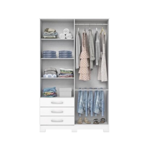 Placard Caju 4 Puertas 3 Cajones Blanco