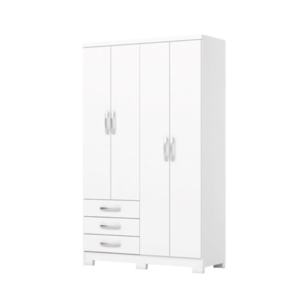 Placard Caju 4 Puertas 3 Cajones Blanco