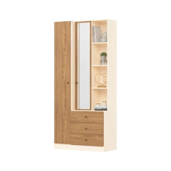 Armario Multiuso 2 Puertas 3 Cajones Cinamomo / Off White