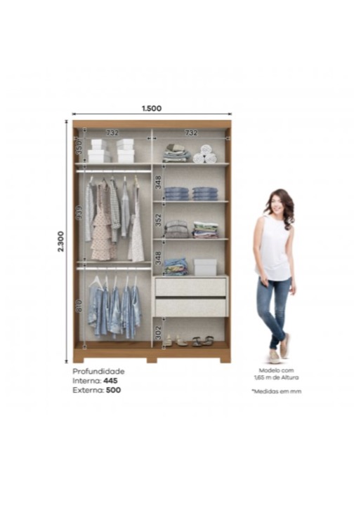 Placard Lucca 2 Puertas Corredizas Cinamomo / Off White Avela
