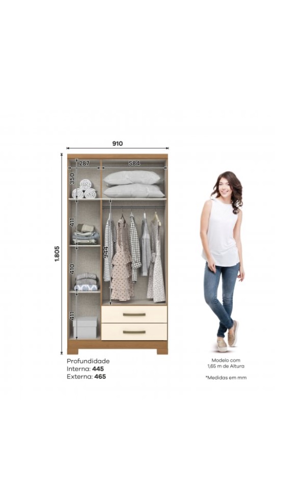 Placard Acai 3 Puertas Cinamomo / Off White