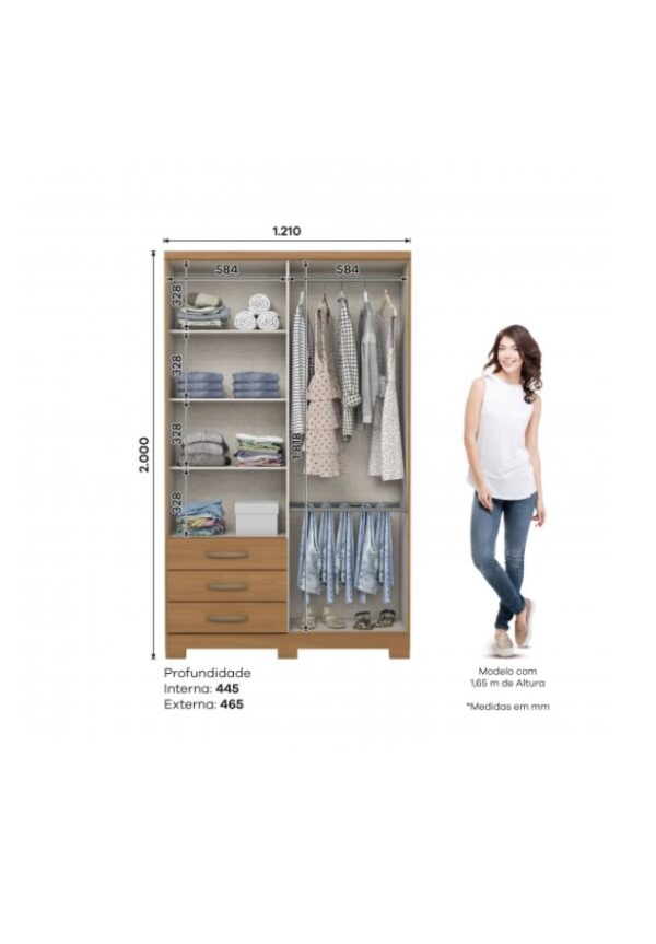 Placard Caju 4 Puertas 3 Cajones Cinamomo