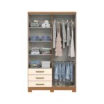 Placard Caju 4 Puertas 3 Cajones Cinamomo / Off White
