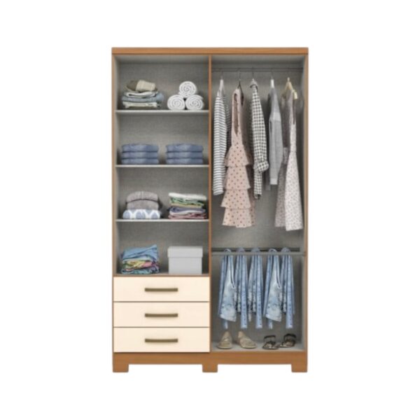 Placard Caju 4 Puertas 3 Cajones Cinamomo / Off White