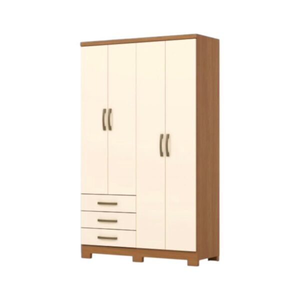 Placard Caju 4 Puertas 3 Cajones Cinamomo / Off White