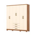 Placard Caju 6 Puertas 3 Cajones Cinamomo / Off White
