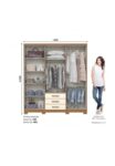 Placard Caju 6 Puertas 3 Cajones Cinamomo / Off White