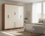 Placard Caju 6 Puertas 3 Cajones Cinamomo / Off White