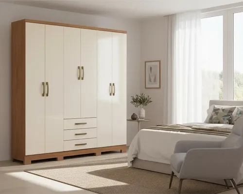 Placard Caju 6 Puertas 3 Cajones Cinamomo / Off White